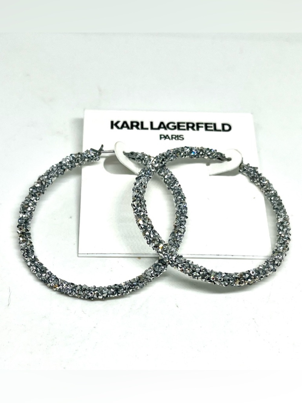 Karl Lagerfeld Paris Crystal Hoop Earrings NWT